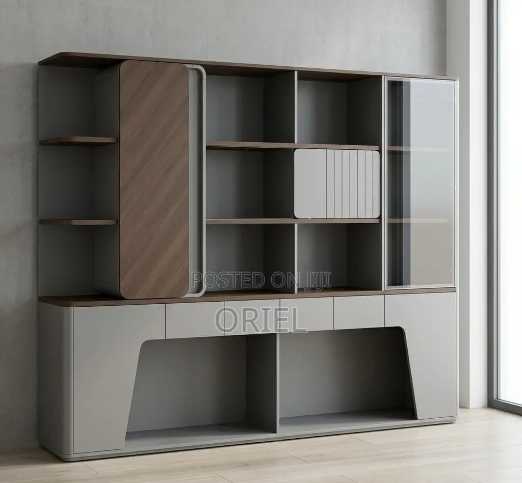 Office Cabinet : Executive Office Back Cabinet With LED Lighting