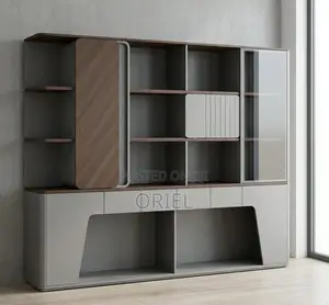 Office Cabinet : Executive Office Back Cabinet With LED Lighting