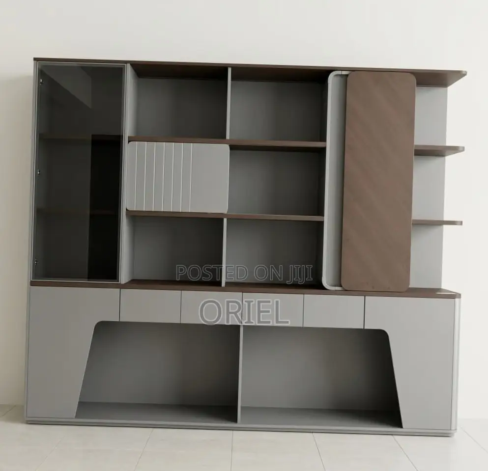 Office Cabinet : Executive Office Back Cabinet With LED Lighting