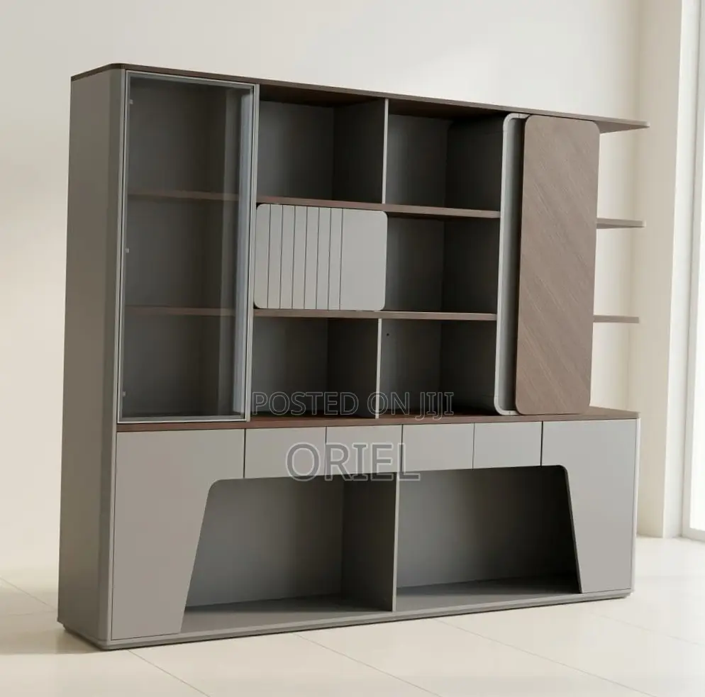 Office Cabinet : Executive Office Back Cabinet With LED Lighting
