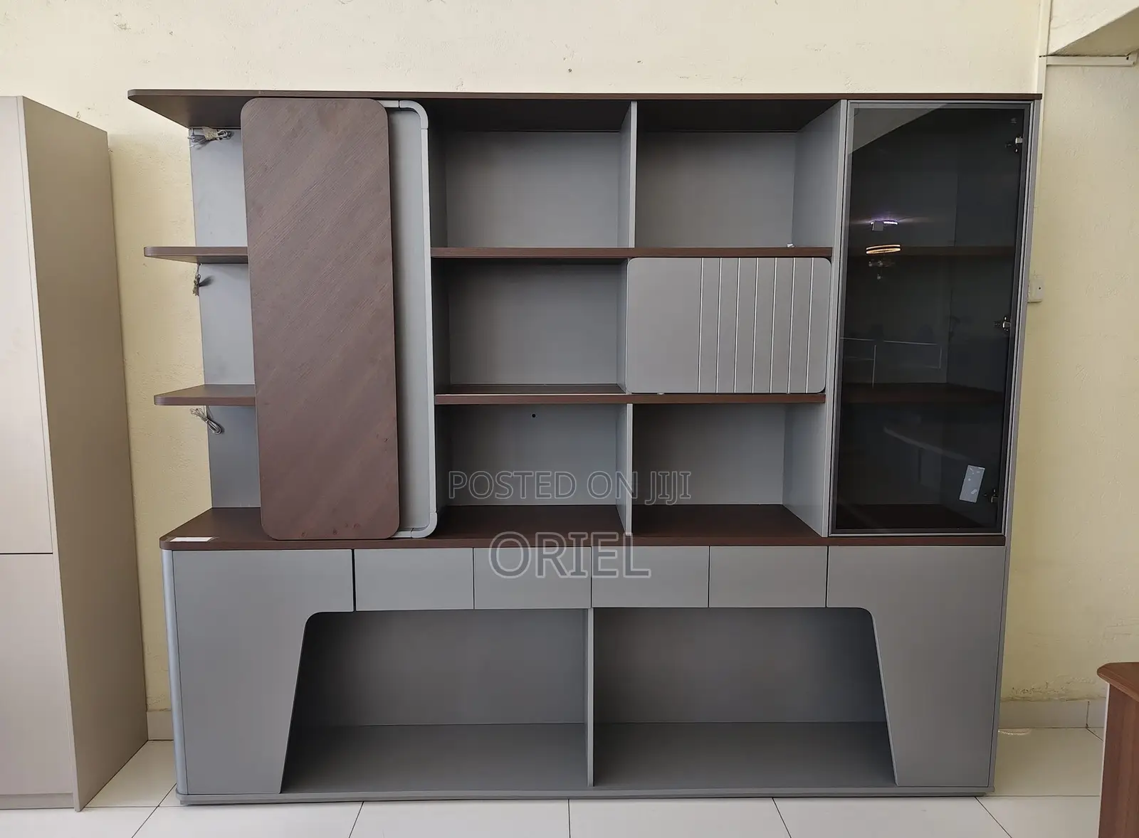 Office Cabinet : Executive Office Back Cabinet With LED Lighting