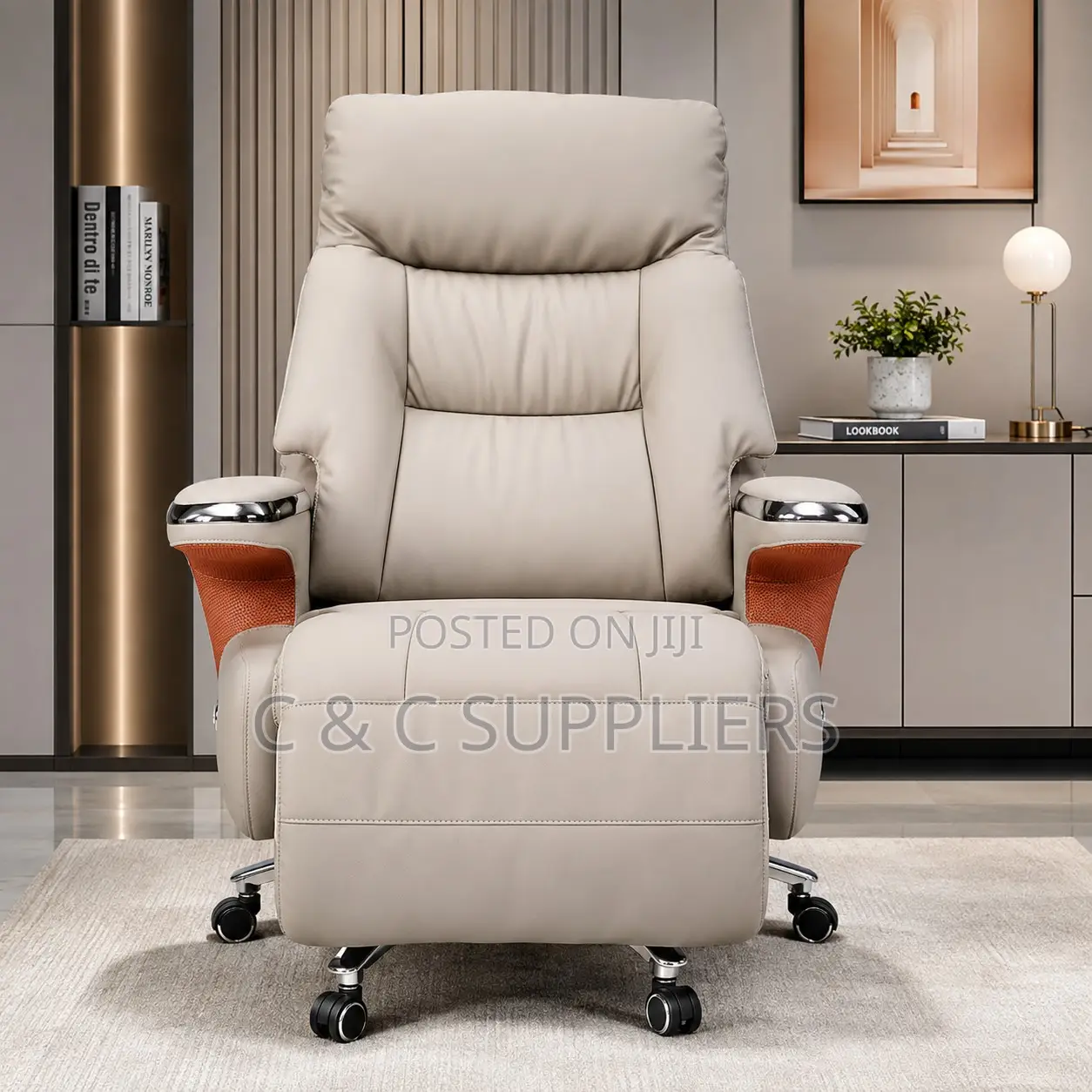 Leather Director's Swivel Boss Seat.