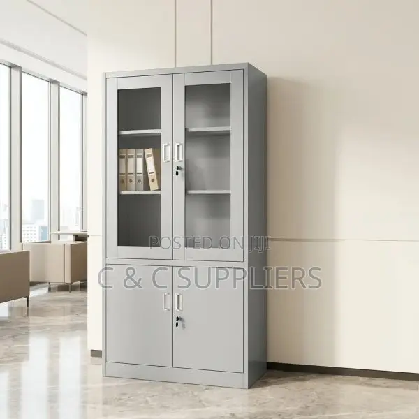 Lockable Half Glass File Cabint.
