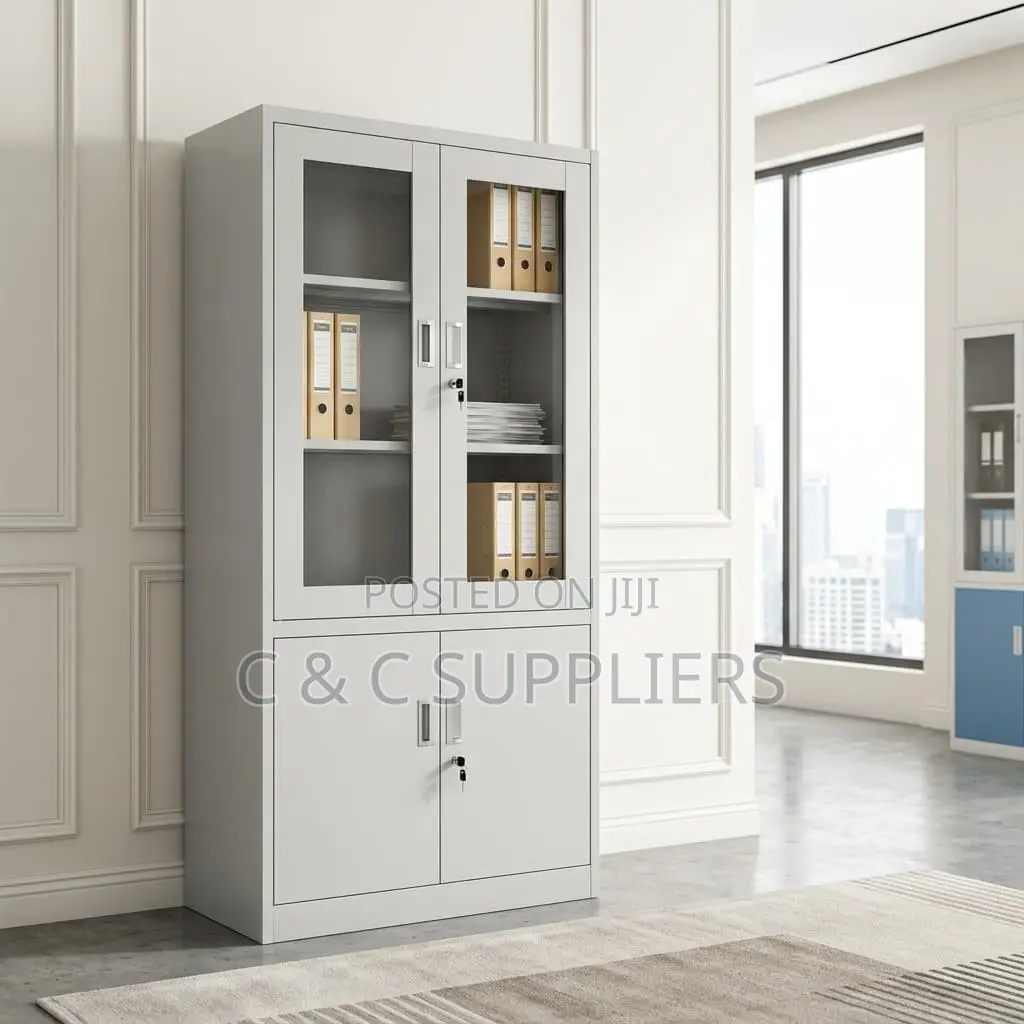 Lockable Half Glass File Cabint.