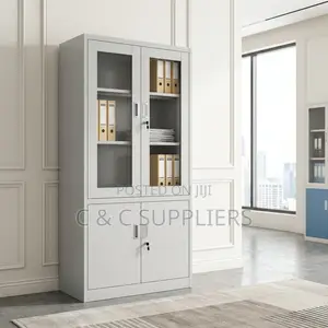 Lockable Half Glass File Cabint.