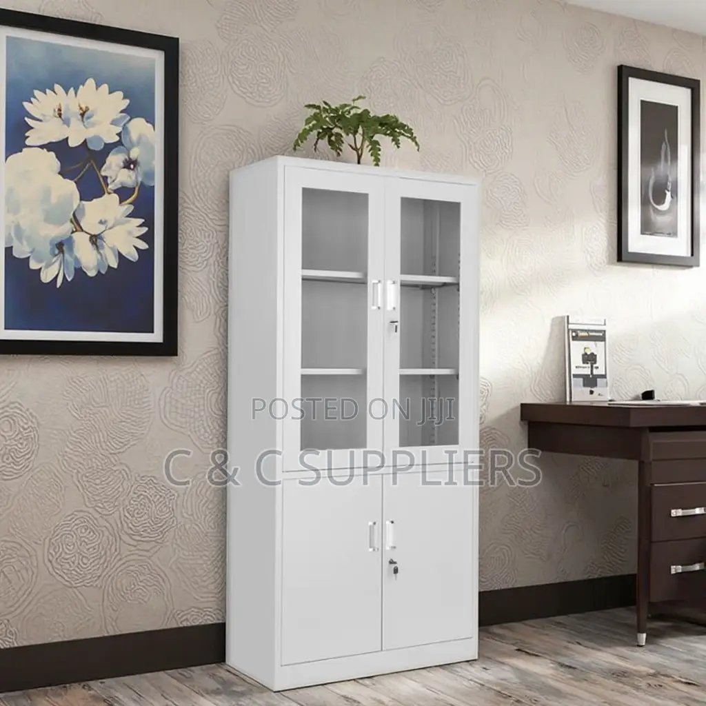 Lockable Half Glass File Cabint.