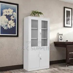 Lockable Half Glass File Cabint.