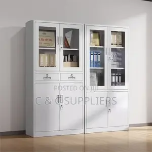 Lockable Half Glass File Cabint.