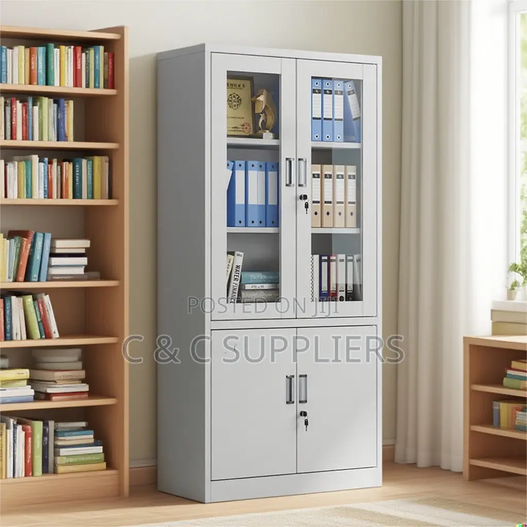 Lockable Half Glass File Cabint.