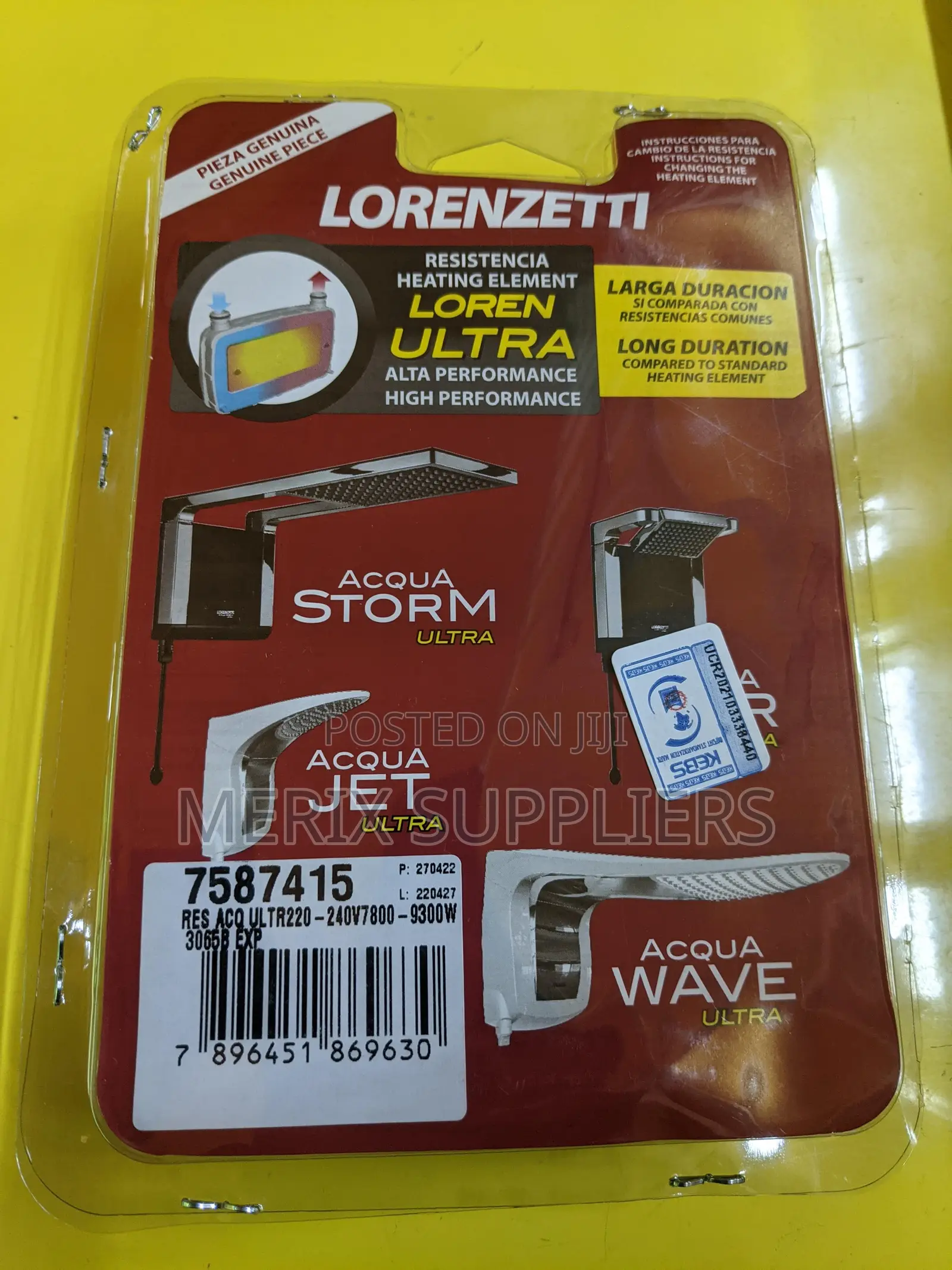 Heating Element for LORENZETTI Acqua Storm, Star, Duo, Wave