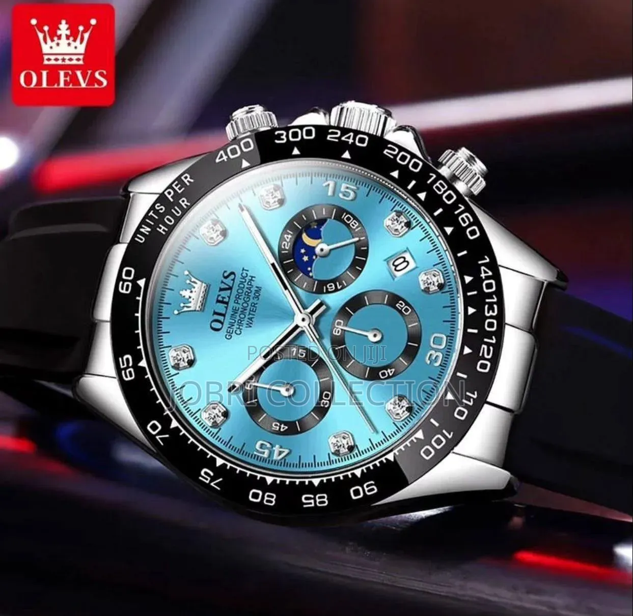 Olevs Blue Face Chronograph Gents Watch
