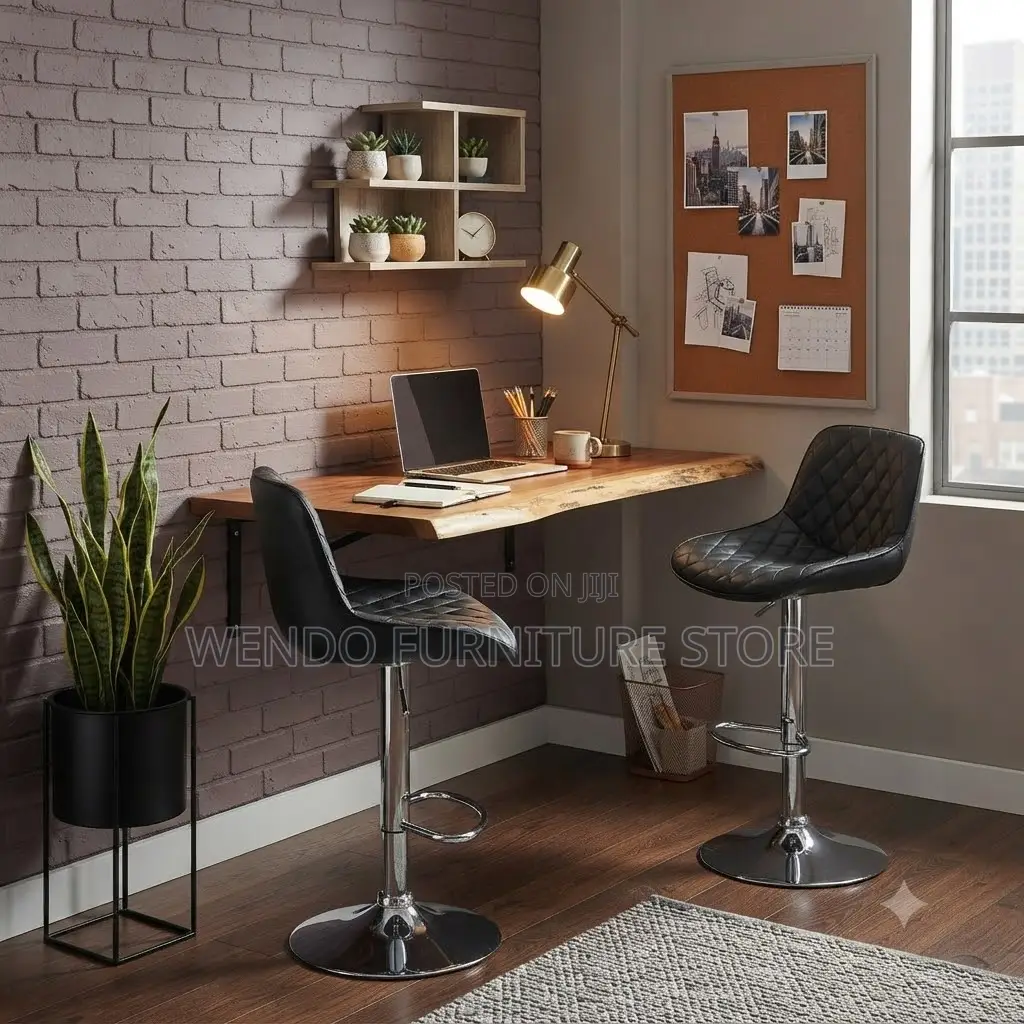 Barstools; Adjustable Black Recliner Barstools