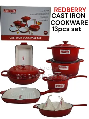 Enamel Coated Cast Iron Redberry Cookware 13 PCS Set