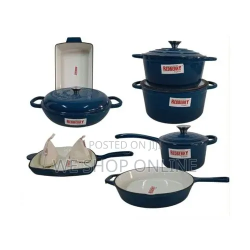 Enamel Coated Cast Iron Redberry Cookware 13 PCS Set