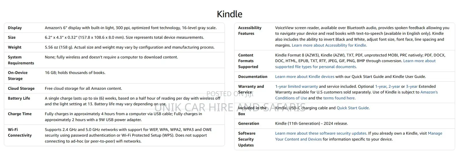 New Amazon Kindle 16 GB