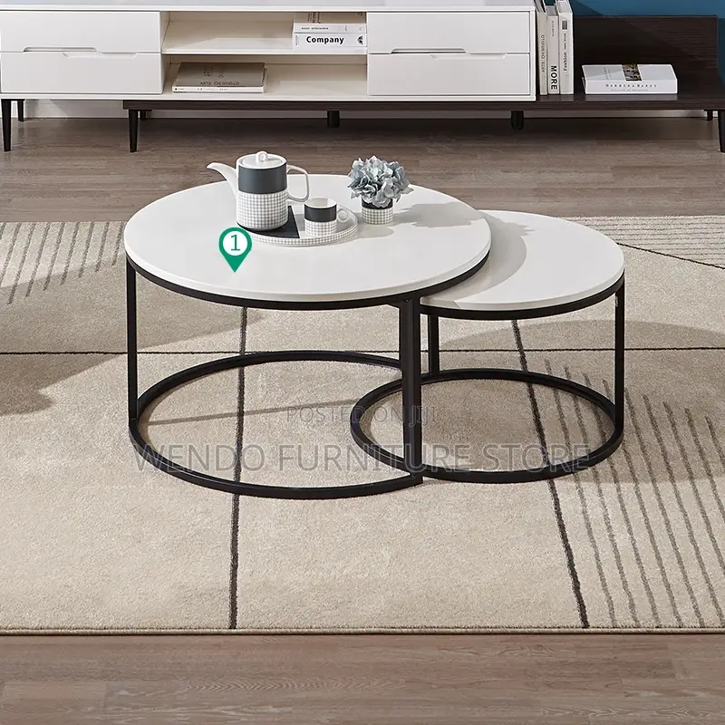 Coffee Table; Dual Piece Marble Coffee Table