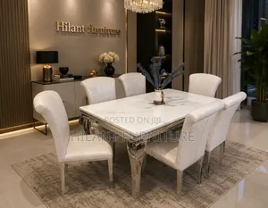 Silver Premium Marble Dining Set