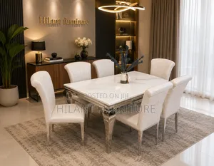 Silver Premium Marble Dining Set