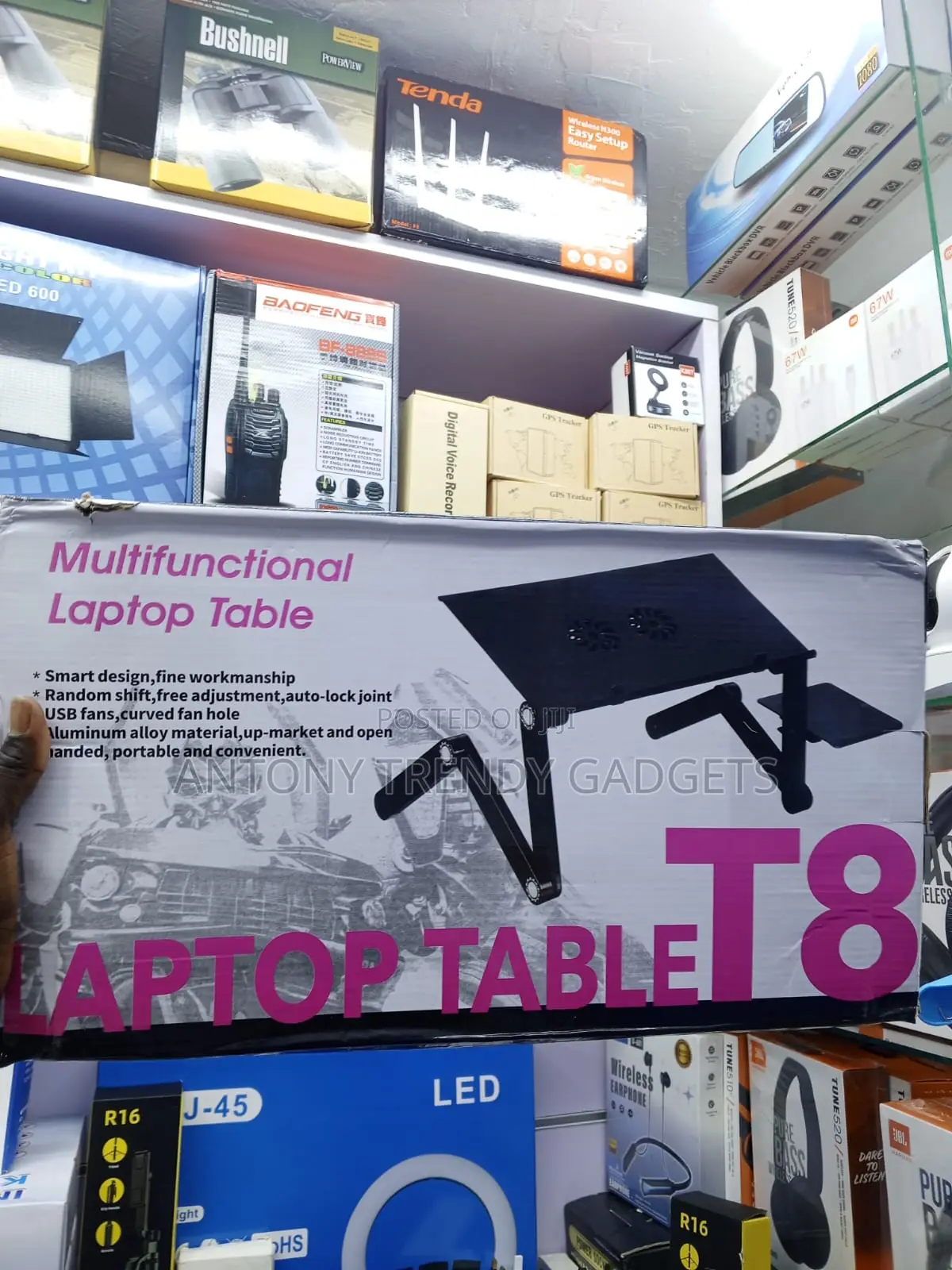 T8 Foldable Laptop Table With USB Cooling Fan Adjustable Legs
