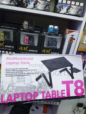 T8 Adjustable Laptop Stand With USB Cooling Fans Foldable Desk