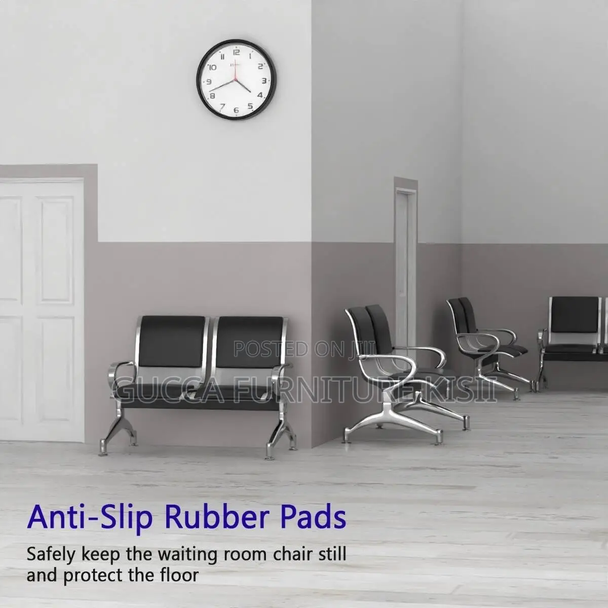 Office Bench; 2-Link Padded Office Bench