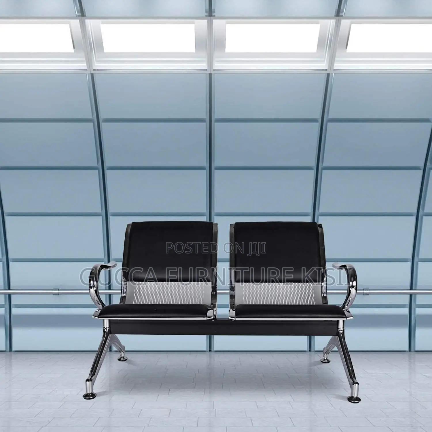 Office Bench; 2-Link Padded Office Bench