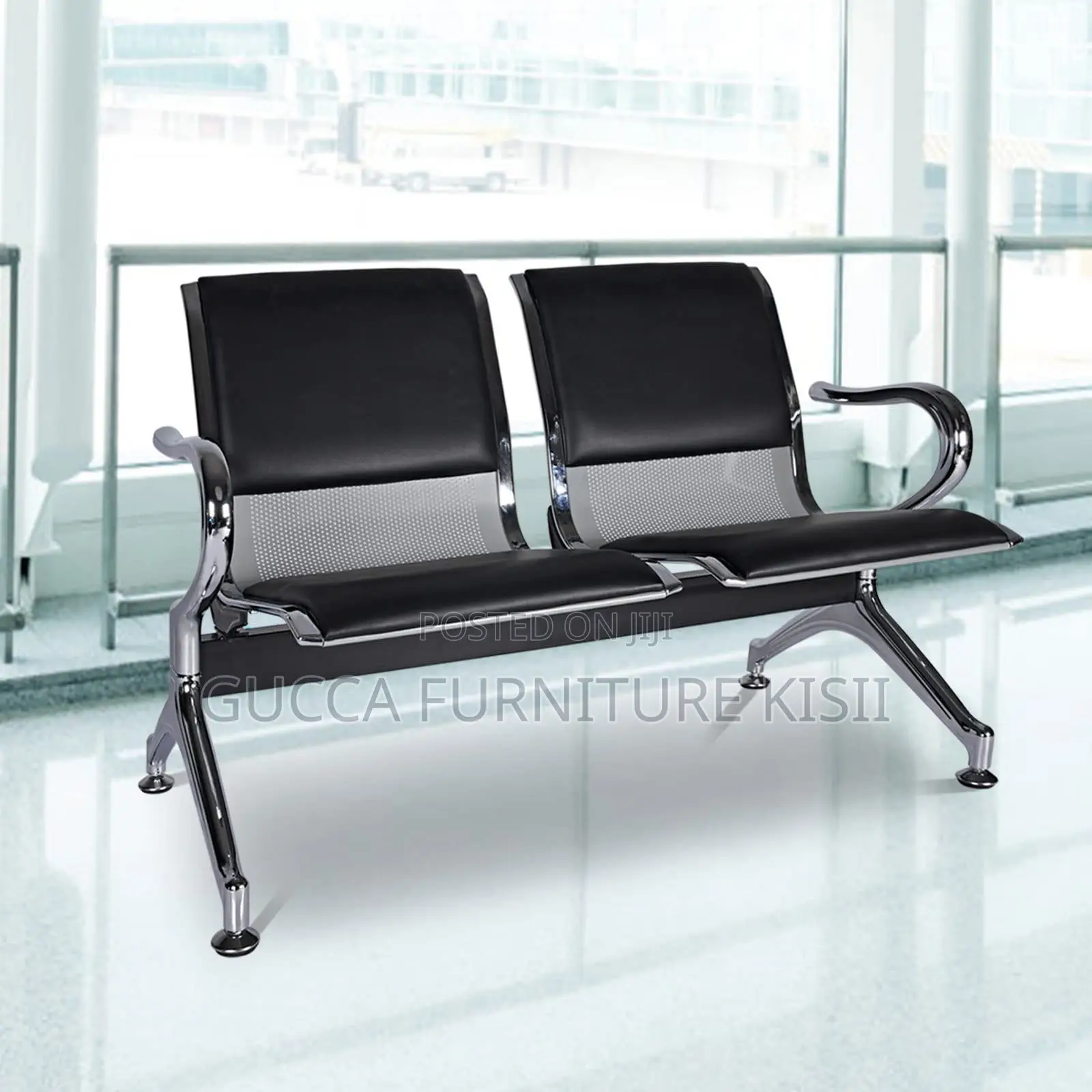 Office Bench; 2-Link Padded Office Bench