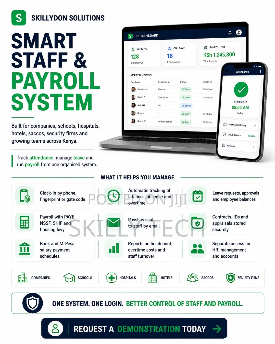 HR System With Staff Attendance and Payroll — Kenya