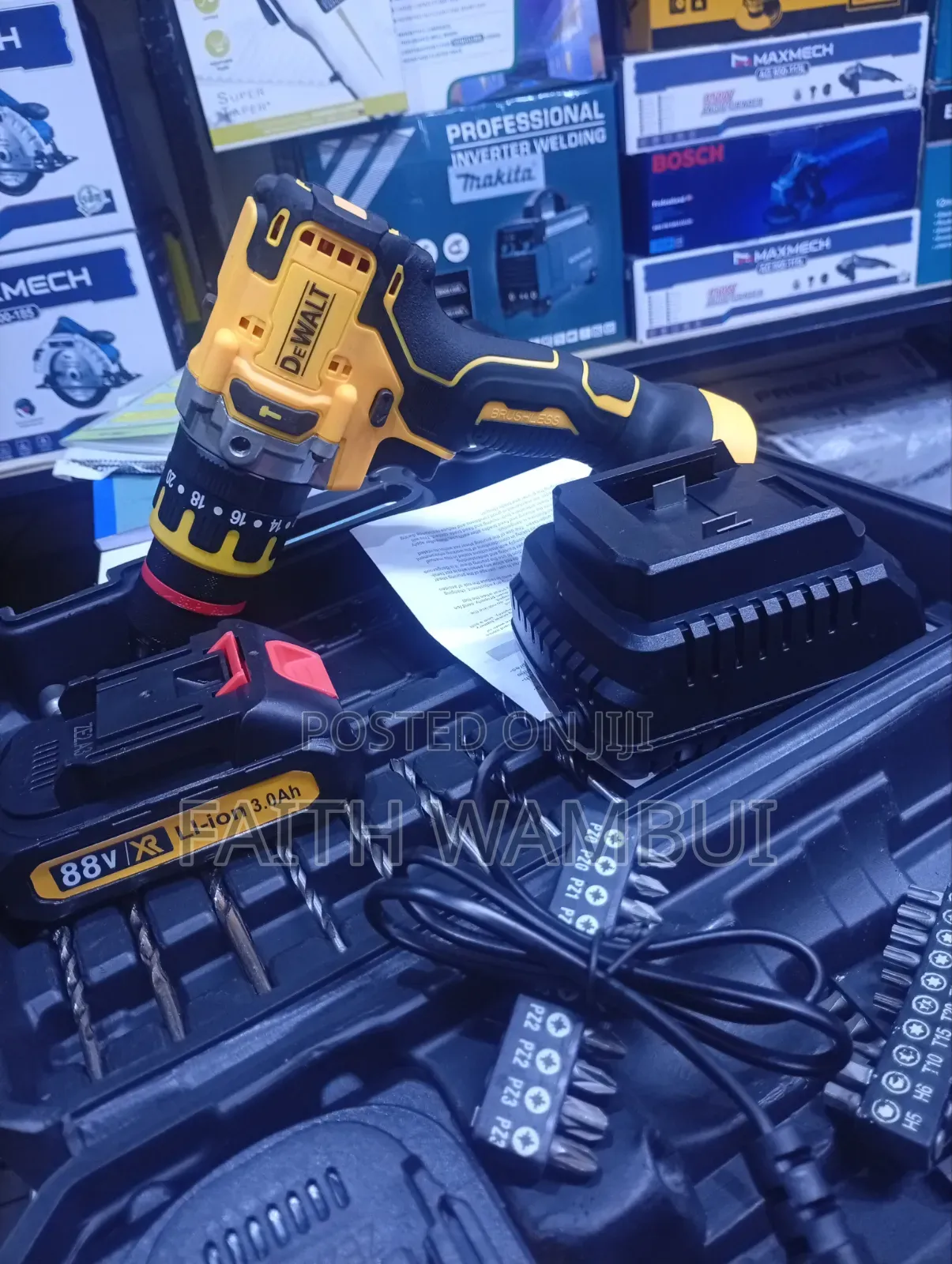 Drill With 2 Battery and Bits DeWalt Brushless Drill Cordless