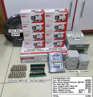 8 Cameras Hikvision Full Set Audio and Color Cameras