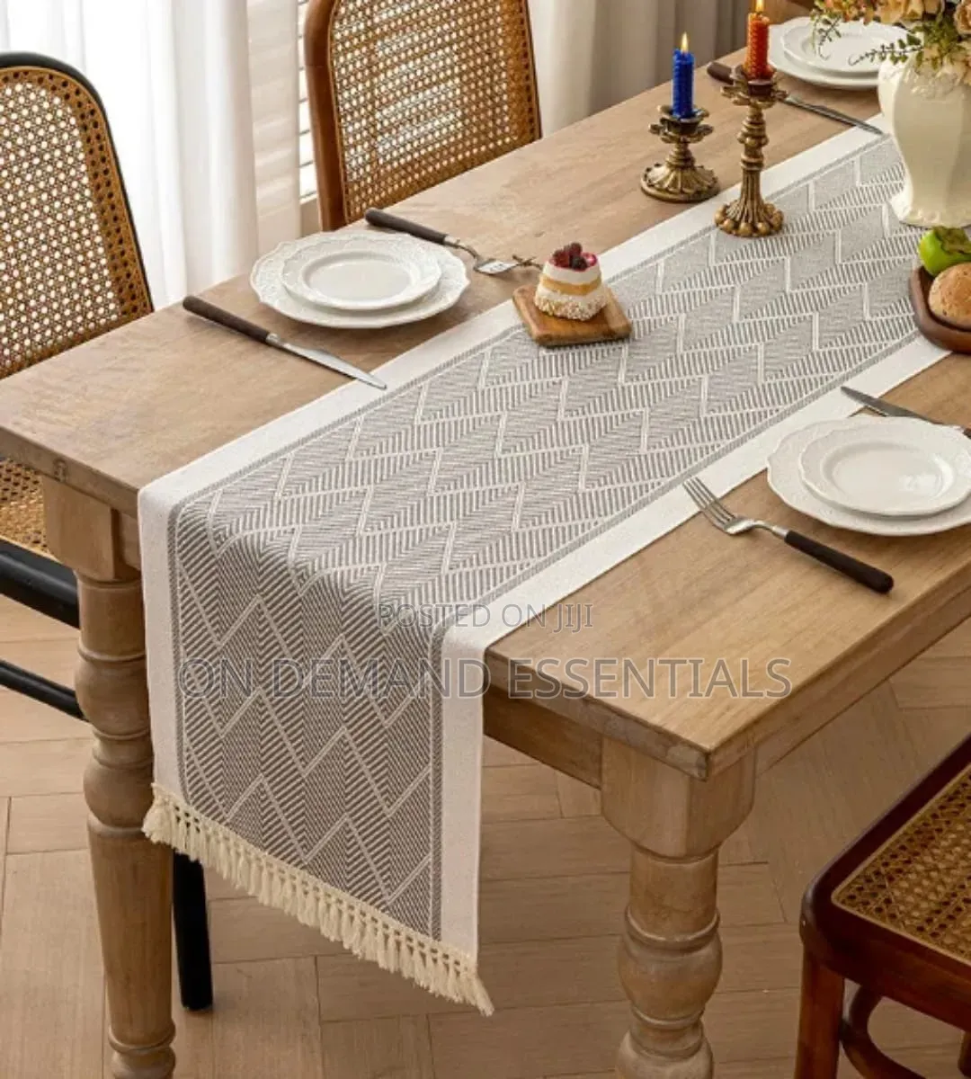 Geometric Jacquard Table Runner