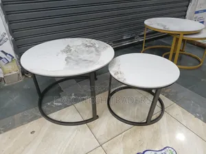 Stylish Round Marble Top Coffee Table Set
