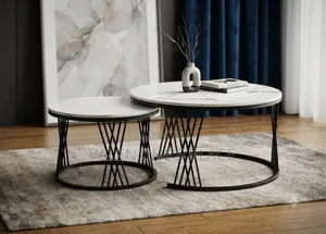 Modern Nested Coffee Table Set, Featuring Elegant White Marble