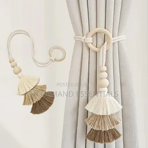 Decorative Ring Curtain Tieback Wit Layered Fan-Shaped Tassels