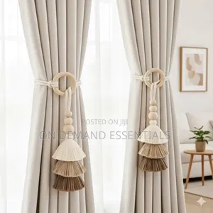 Decorative Ring Curtain Tieback Wit Layered Fan-Shaped Tassels