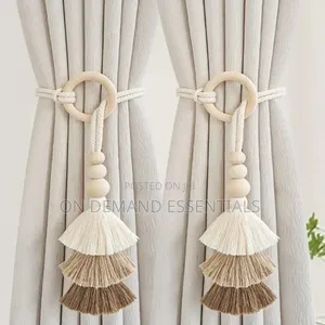 Decorative Ring Curtain Tieback Wit Layered Fan-Shaped Tassels