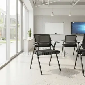 Office Chairs; Foldable Black School Seat With Book Write Pad