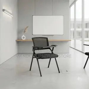 Office Chairs; Foldable Black School Seat With Book Write Pad