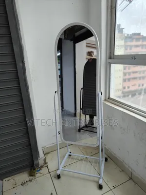 Black Full Length Dressing Mirror With Wheels and Shoes Rack