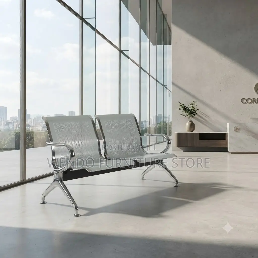 Office Bench; Two Seaters Metallic Front View Bench