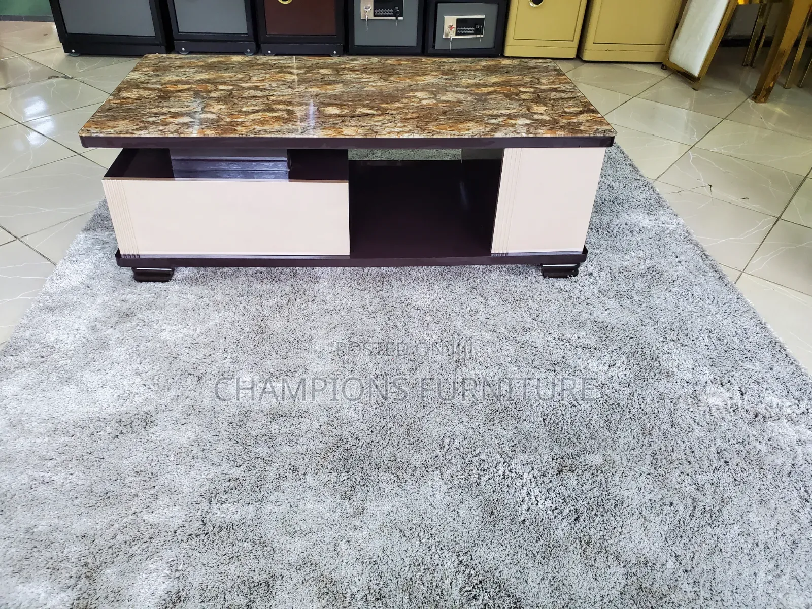 Brown Marble-Look Coffee Table