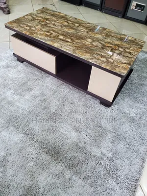 Brown Marble-Look Coffee Table