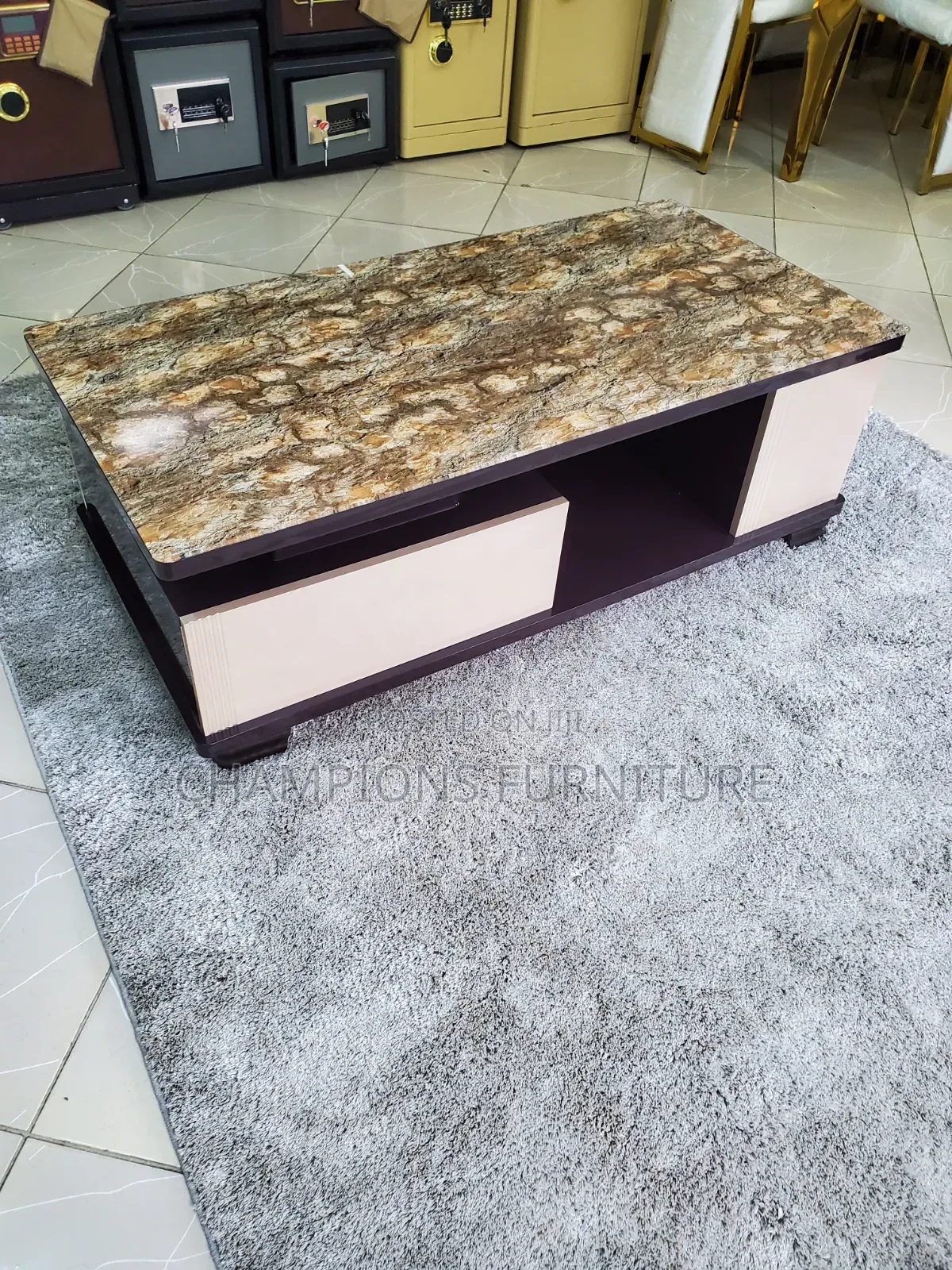 Brown Marble-Look Coffee Table