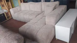 6 Seater L-Shaped Bubble Design Sofa Beige
