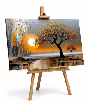 Sunset Tree Canvas Print Wall Art Painting Mount Abstract Picture