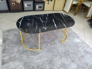 Marble-Look Oval Coffee Table