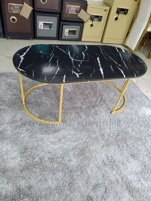 Marble-Look Oval Coffee Table