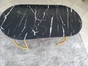 Marble-Look Oval Coffee Table