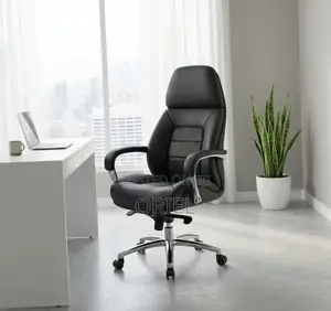 Office Chair : Modern Executive Office Black Leather Padded Chair