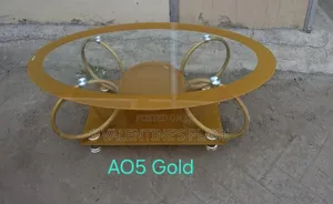 ​Stunning Modern Oval Glass Coffee Table - AO5 Gold